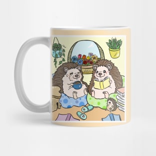 Hedgehog couple reading Mug